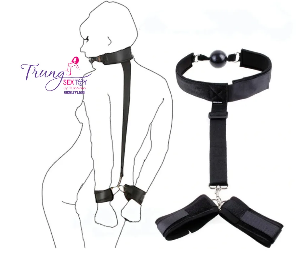 BDSM Set Handcuffs Mouth Gag Adjustable Leather — Premium Quality & Adjustable Fit