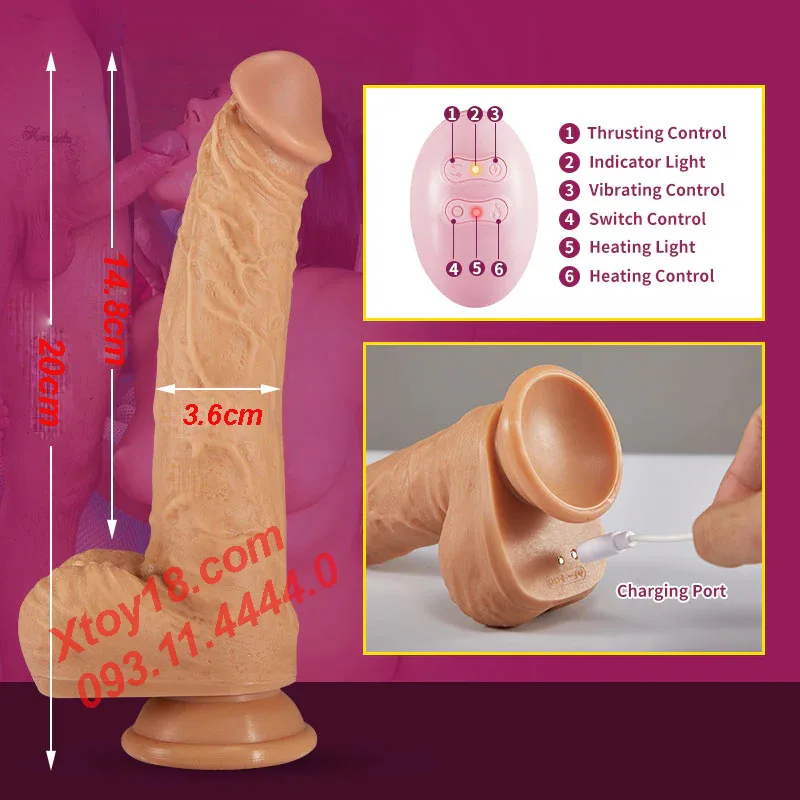Multifunctional Suction Base Dildo Vibrator Heat Rotate — hình 10