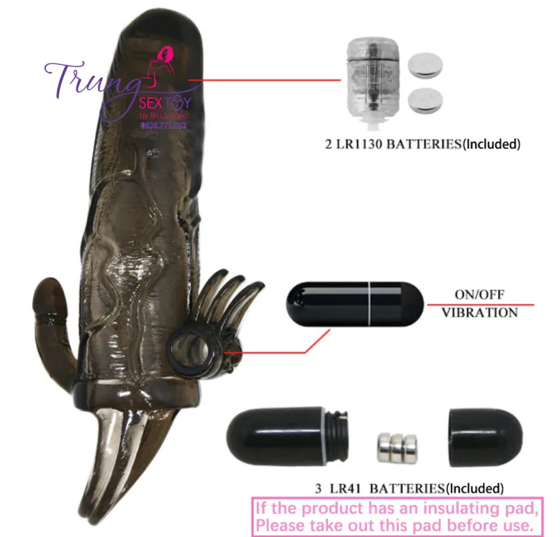 Double Head Vibrating Black Condom Enhance Pleasure — hình 6