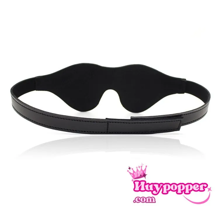 BDSM PU Leather Soft Blindfold with Adhesive Back — hình 4