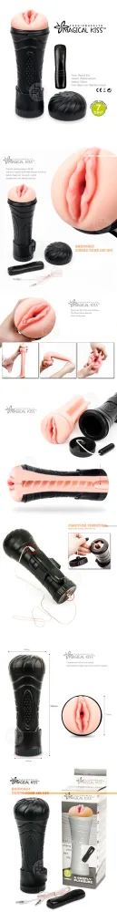 Magical Kiss Black Silicone Realistic Vagina Vibrating Toy