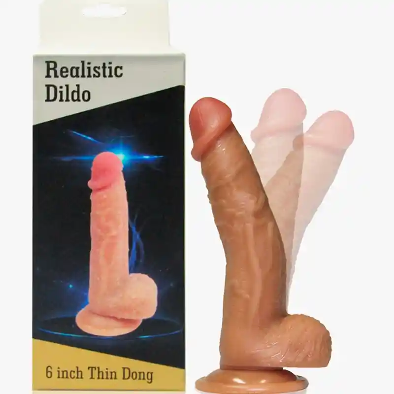 Realistic 6 Inch Thin Dong Dildo 12x3cm Soft Silicone — Perfect for solo enjoyment or with a partner, it’s crafted