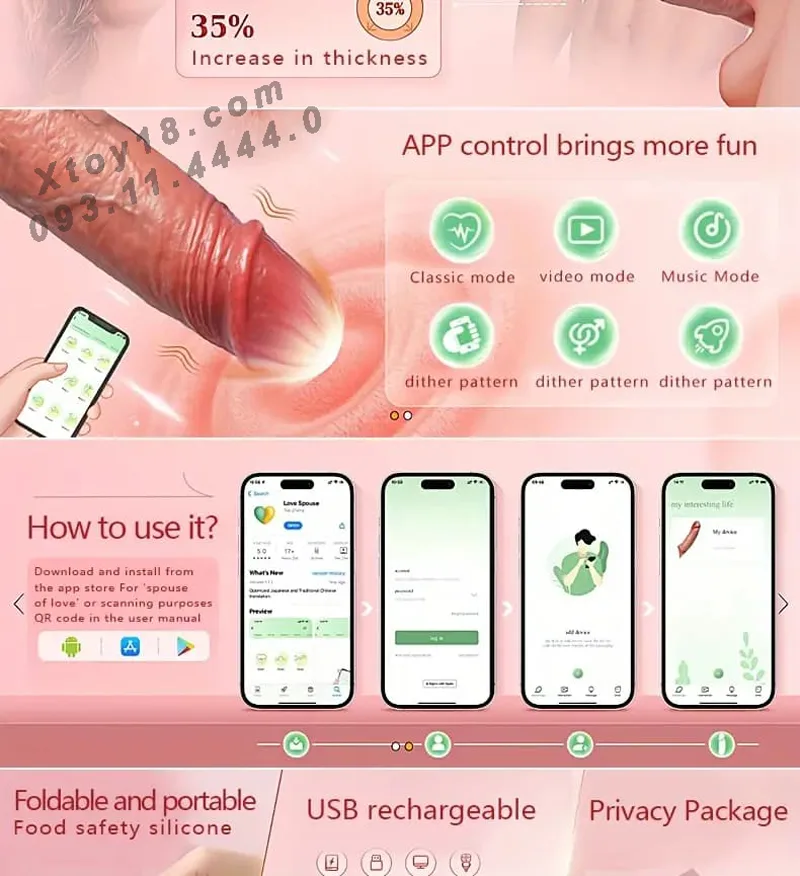 EUREKA Rechargeable Remote-Controlled Vibrating Dildo — hình 2