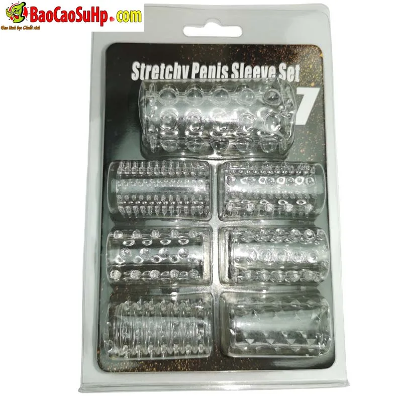Stretchy Penis Sleeve Set 7pcs Realistic Sensation Enhancer