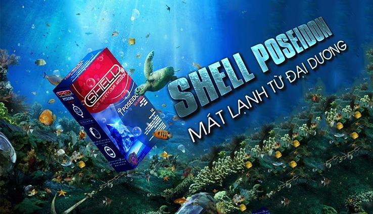 Shell Poseidon Condom Enhanced Mint Fresh Textured — Refreshing Peppermint Sensation for Lasting Comfort