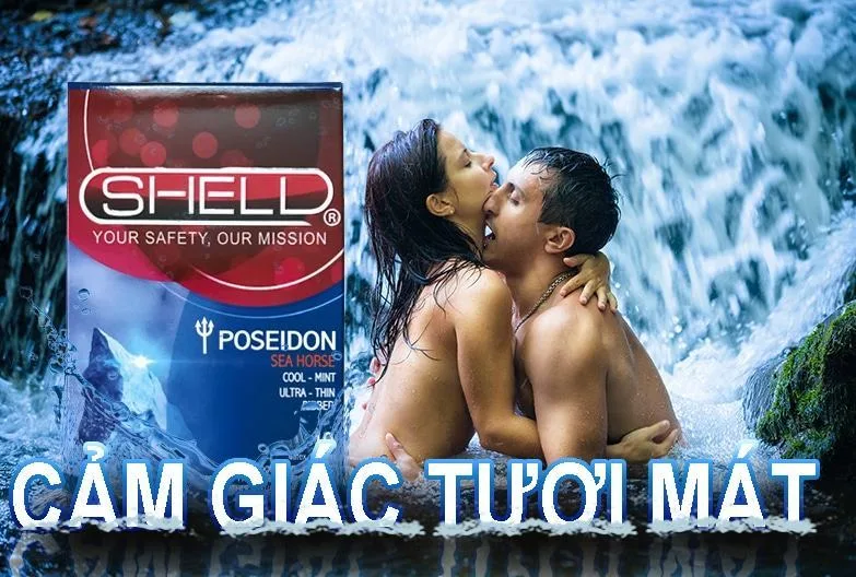Shell Poseidon Condom Enhanced Mint Fresh Textured — Innovative Anti-Slip Technology for Confidence and Safety