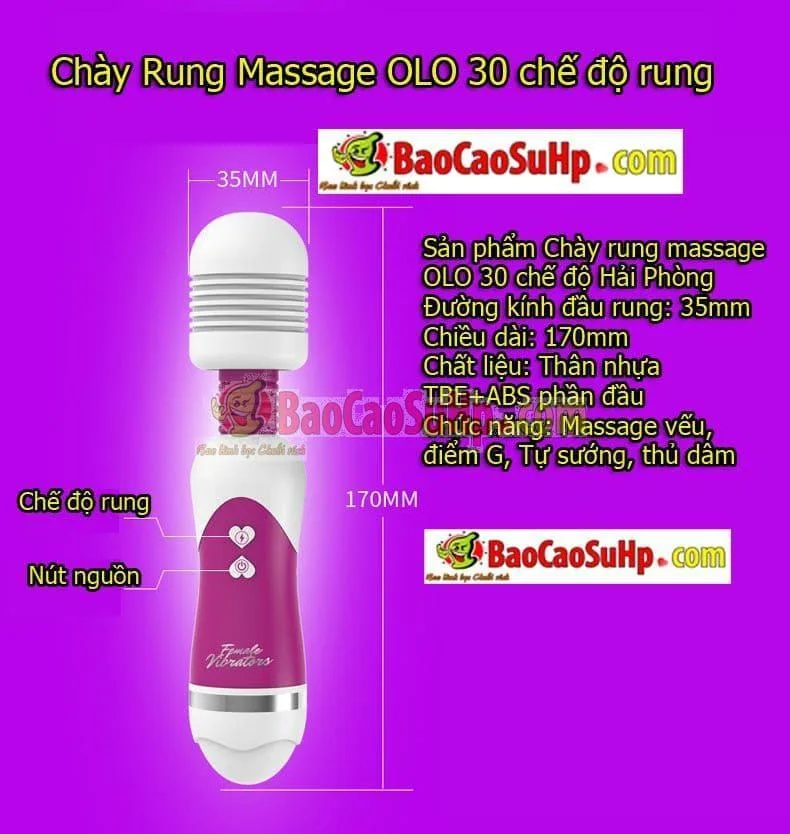 OLO 30-Mode Silicone Massage Wand Powerful Multi-Speed — Product Specifications