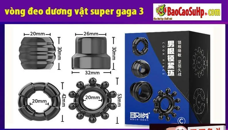 Super Gaga Set of 3 Penis Enhancing Sleeves for Men — hình 3