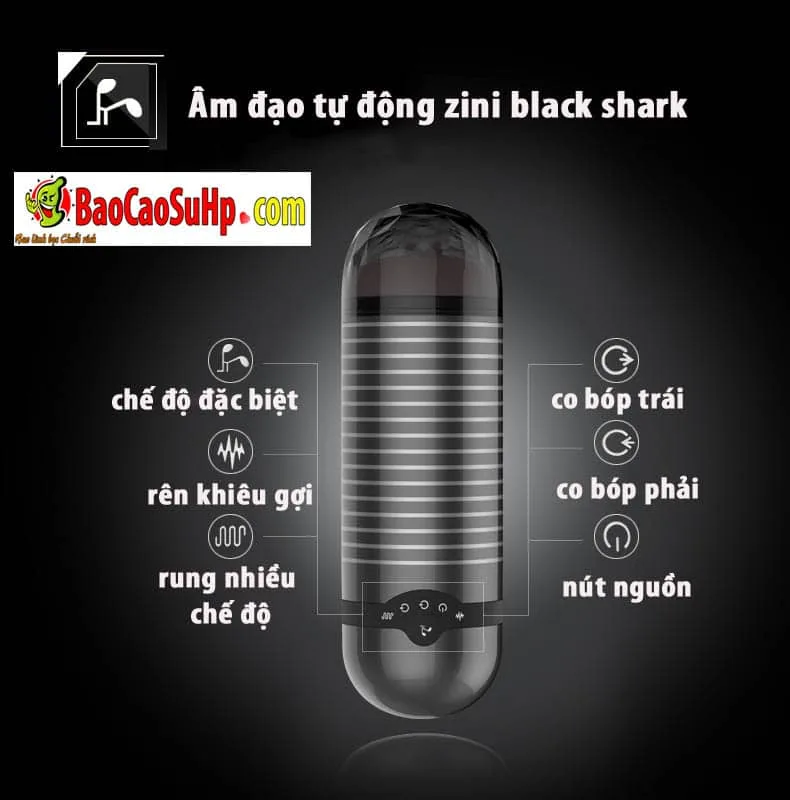 Zini Black Shark Automatic Contracting Vagina Dual Pleasure — hình 2