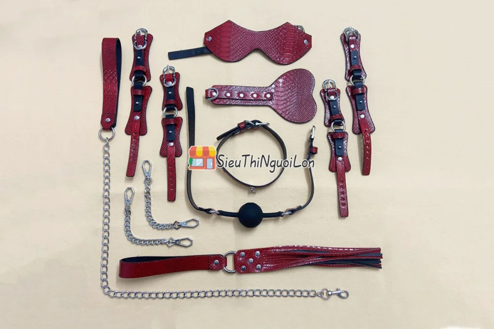 Red Vein 10-Piece BDSM Leather & Stainless Steel Set — Exceptional Material and Design