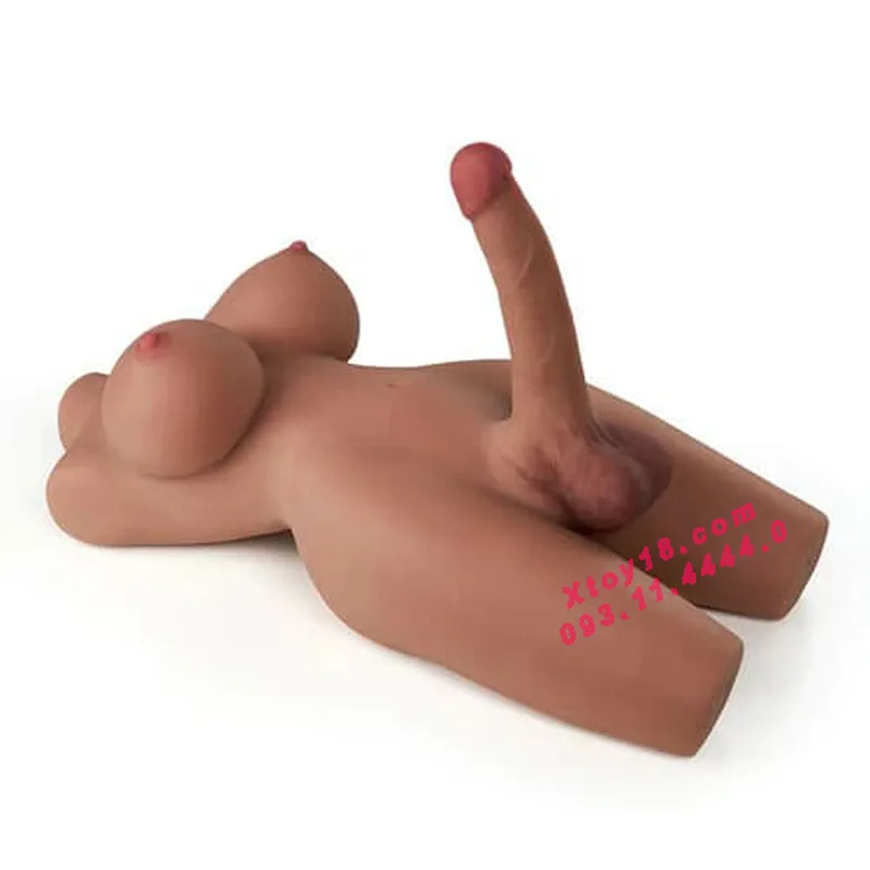 3D Half Body Lesbian Sex Doll Brown Silicone Soft Realistic — hình 6