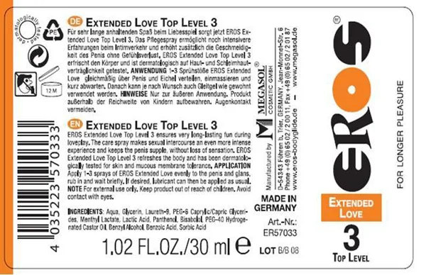 Eros 3 Top Level German Delay Spray Prolongs Performance — hình 9