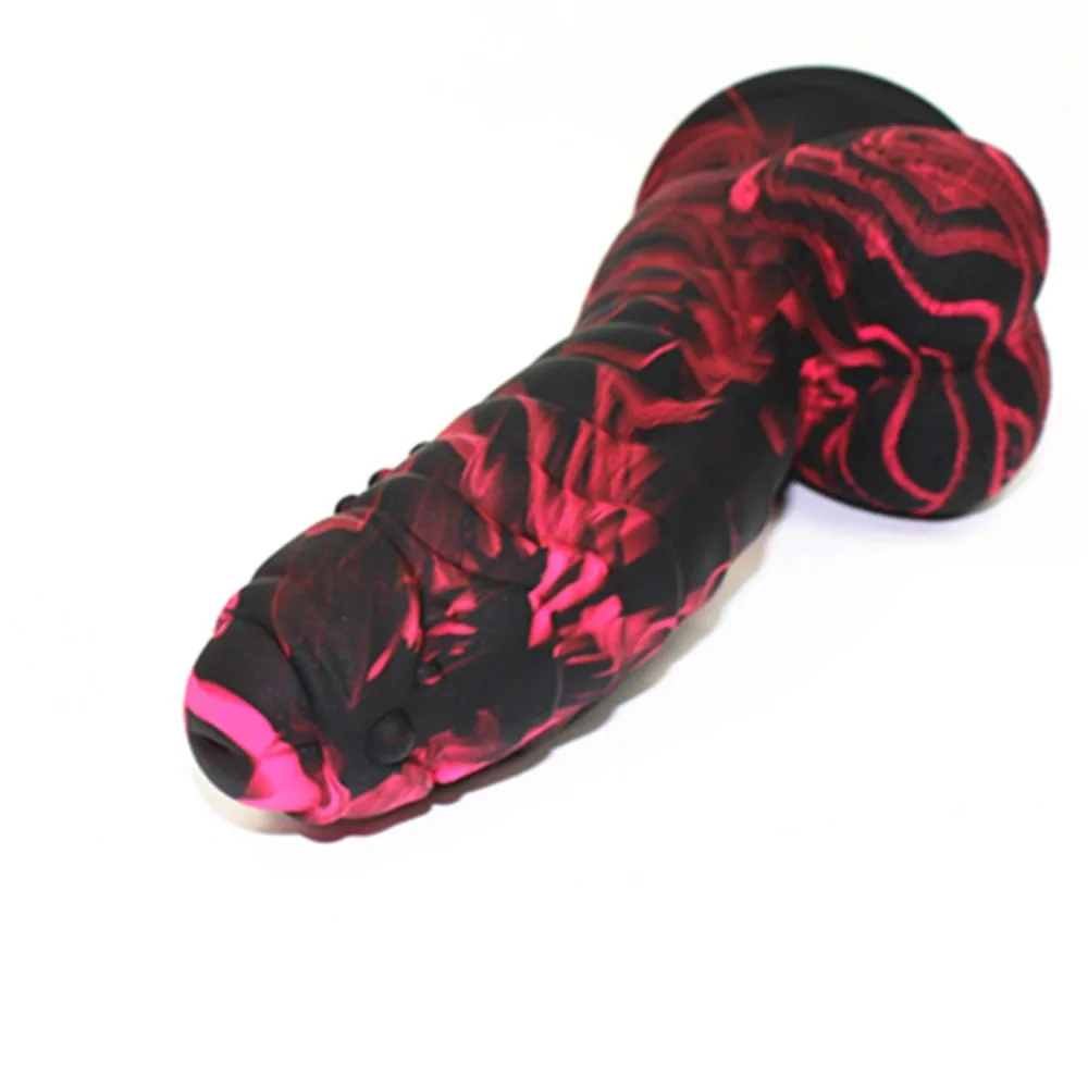 Besexy Red Black 18.5cm Suction Base Medical Silicone — hình 2