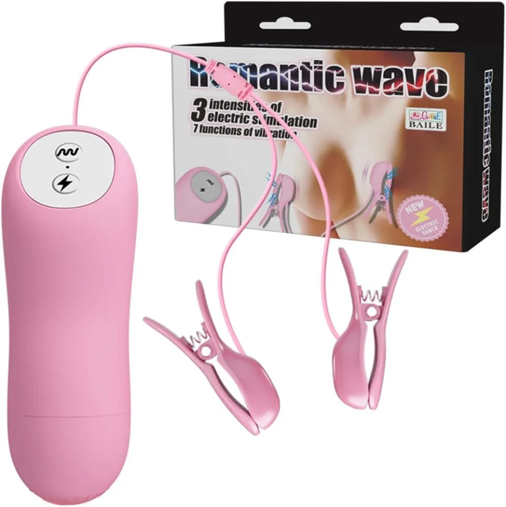 Romantic Wave Nipple Clamps 7 Vibrations 3 Electric — Combining gentle electric stimulation with powerful