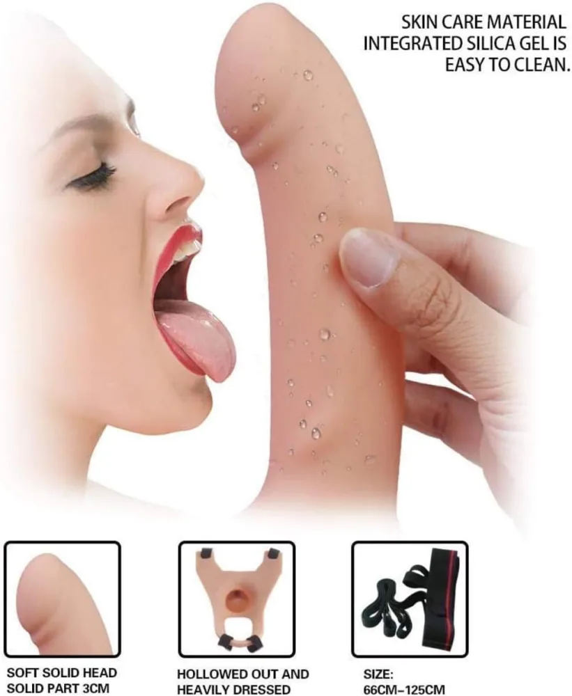 Hollow Strap-On Curved Silicone Male Enhancement Toy — Superior Design and Soft Silicone Material