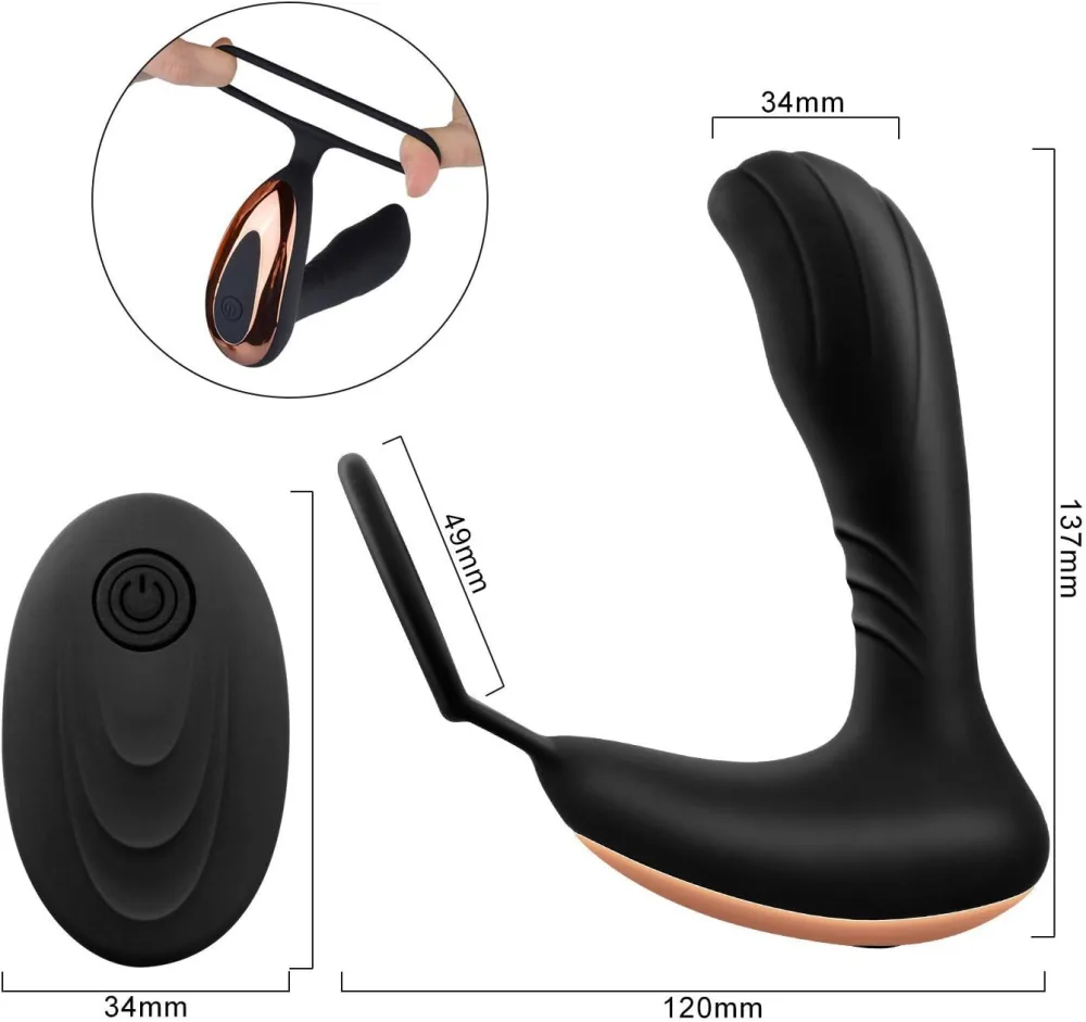 Prostate vibrating massager with cock ring USB rechargeable — hình 8