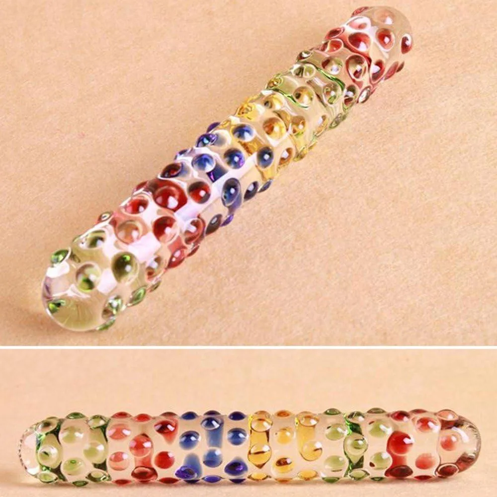 Handheld Borosilicate Glass Dildo - Colorful Stimulating — Its elegant transparency and resilient material make it a