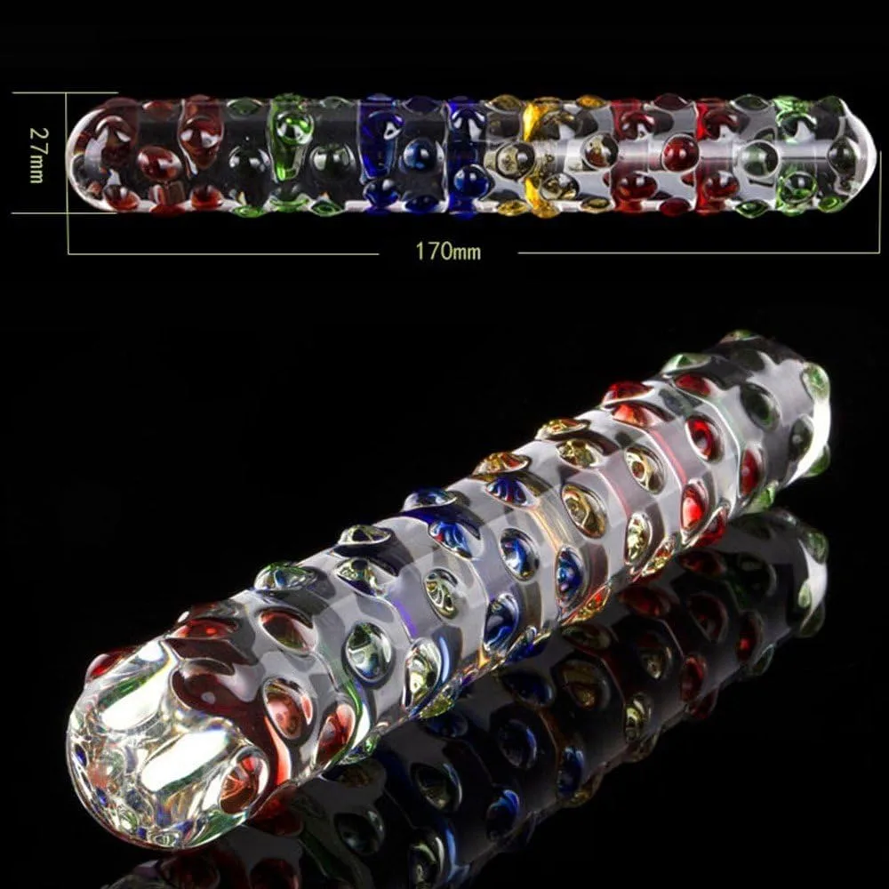 Handheld Borosilicate Glass Dildo - Colorful Stimulating — hình 5