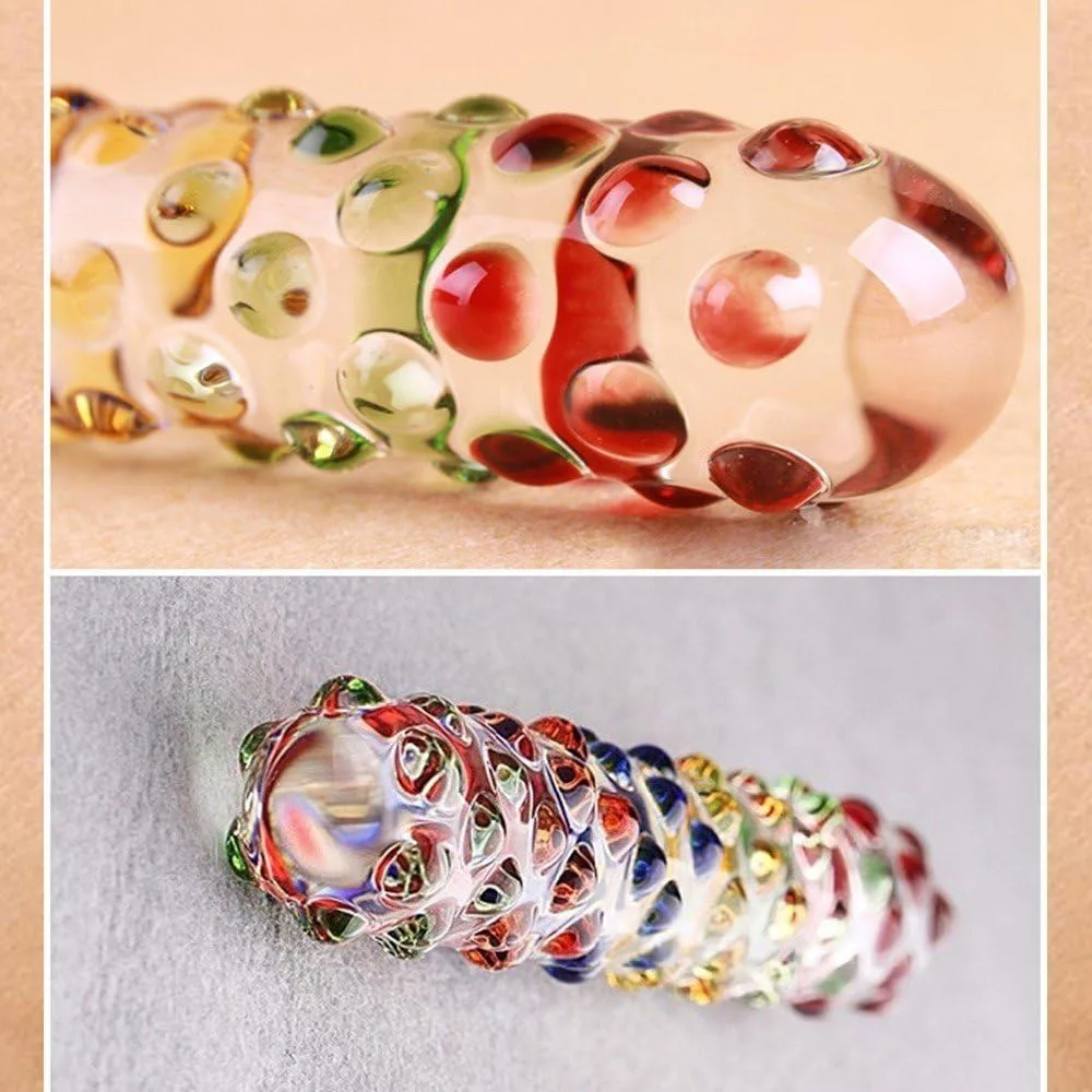 Handheld Borosilicate Glass Dildo - Colorful Stimulating — hình 6