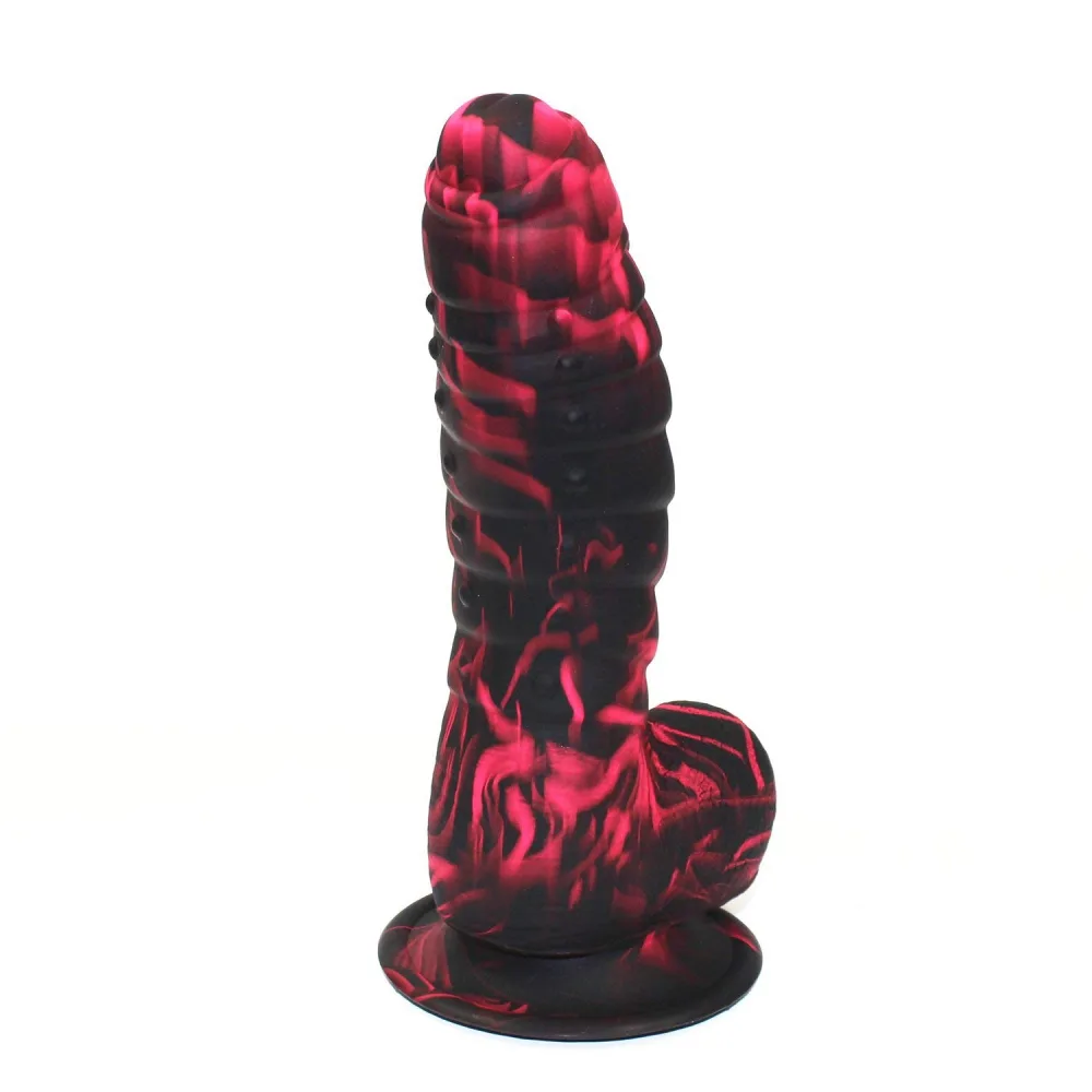 Besexy Red Black 18.5cm Suction Base Medical Silicone — hình 4
