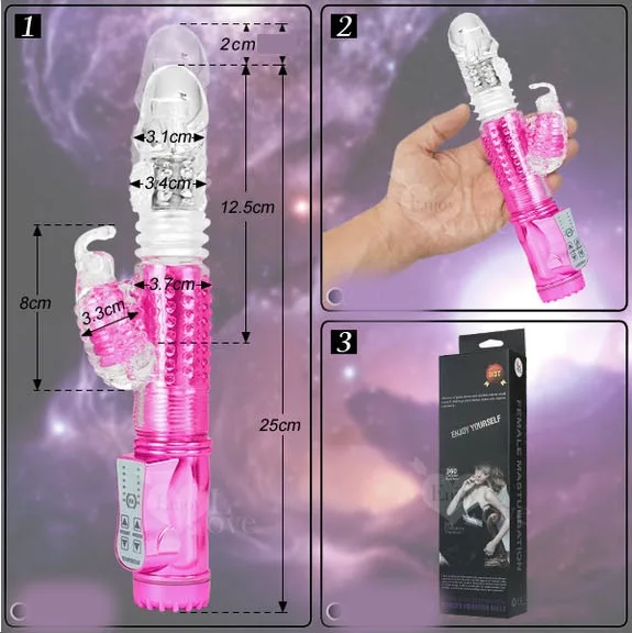 Multi-function Vibrator Rotate Thrust Silicone Pink Women — hình 6