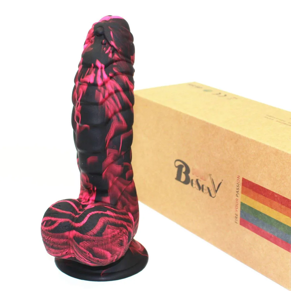 Besexy Red Black 18.5cm Suction Base Medical Silicone — hình 6