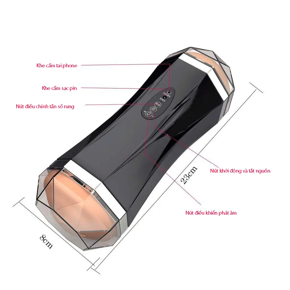 JUAI Dual Head Vibrating Male Masturbator with Sound ABS — hình 7