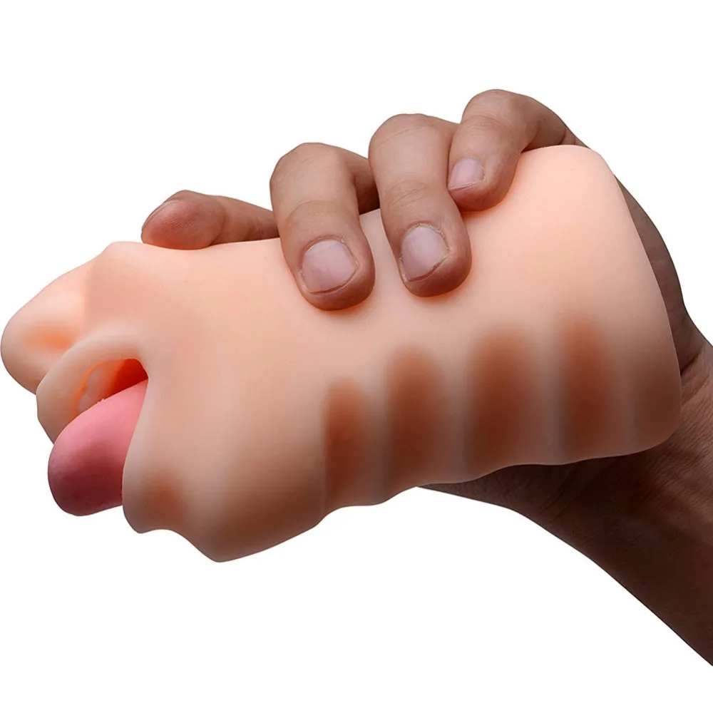 AD19B Realistic Oral Sex Silicone Male Masturbator Vibrator — hình 3