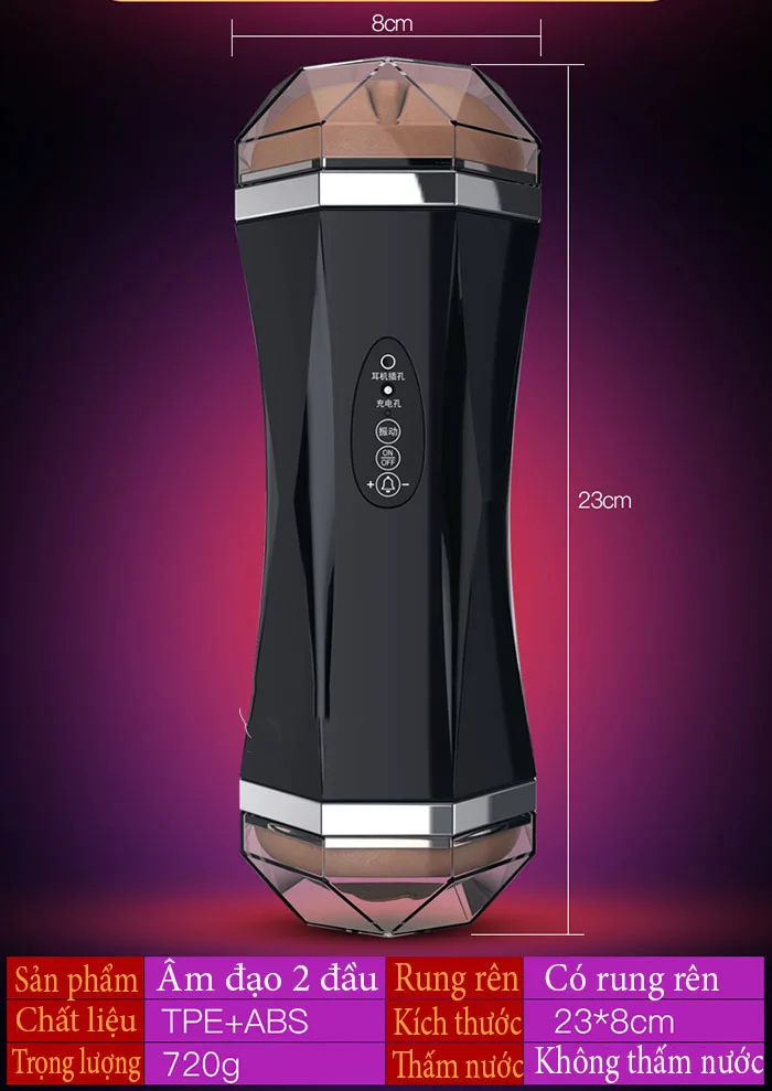 Dual End Powerful Vibrating Masturbation Cup for Men — hình 3