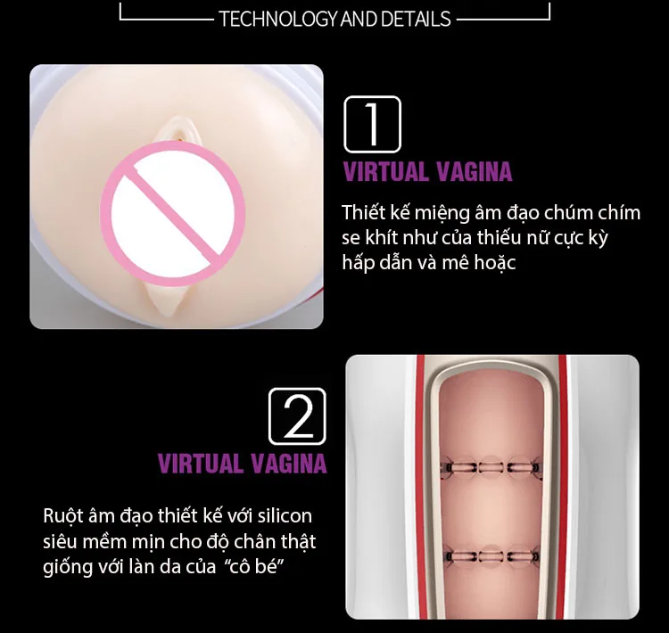 AD33B Realistic Automatic Male Masturbator Vibrating Device — Powerful Motor with Whisper-Quiet Operation