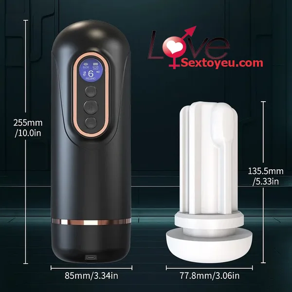 Heated Automatic Masturbator Cup with Thrusting Vibration — Product Dimensions for Perfect Fit
