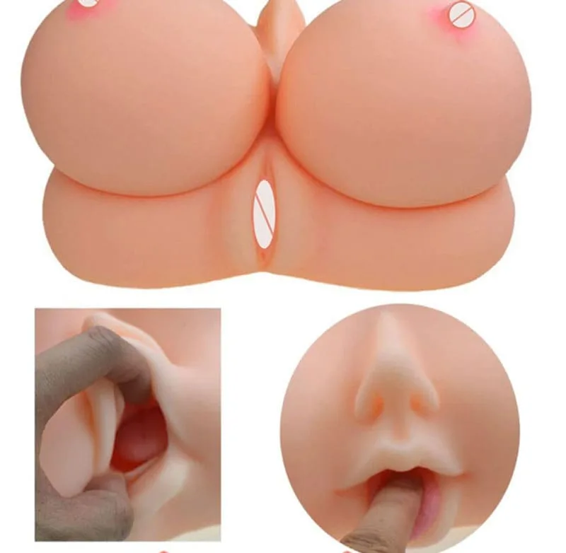 AD38C All-in-1 Silicone Male Masturbator with Vagina — The lavish breast simulation, combined with the snug