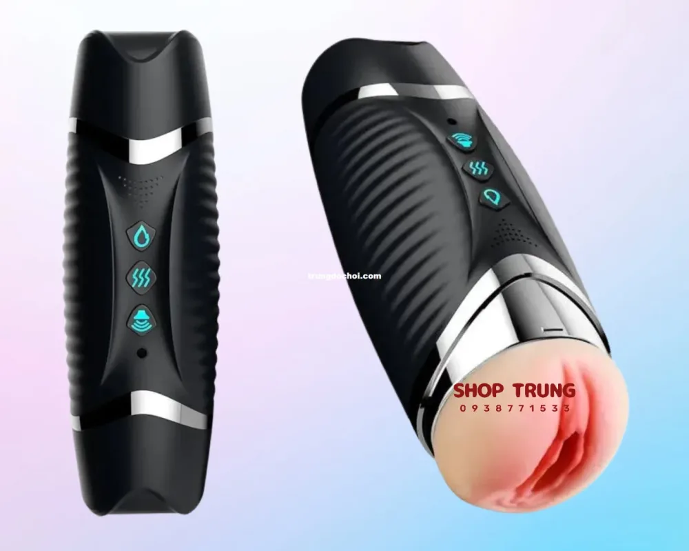 Black Double-ended Heated Vibrating Realistic Masturbator — This masturbator stands out among others in the market for