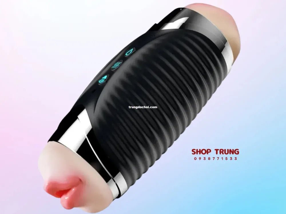 Black Double-ended Heated Vibrating Realistic Masturbator — Designed for convenience, realism, and ultimate