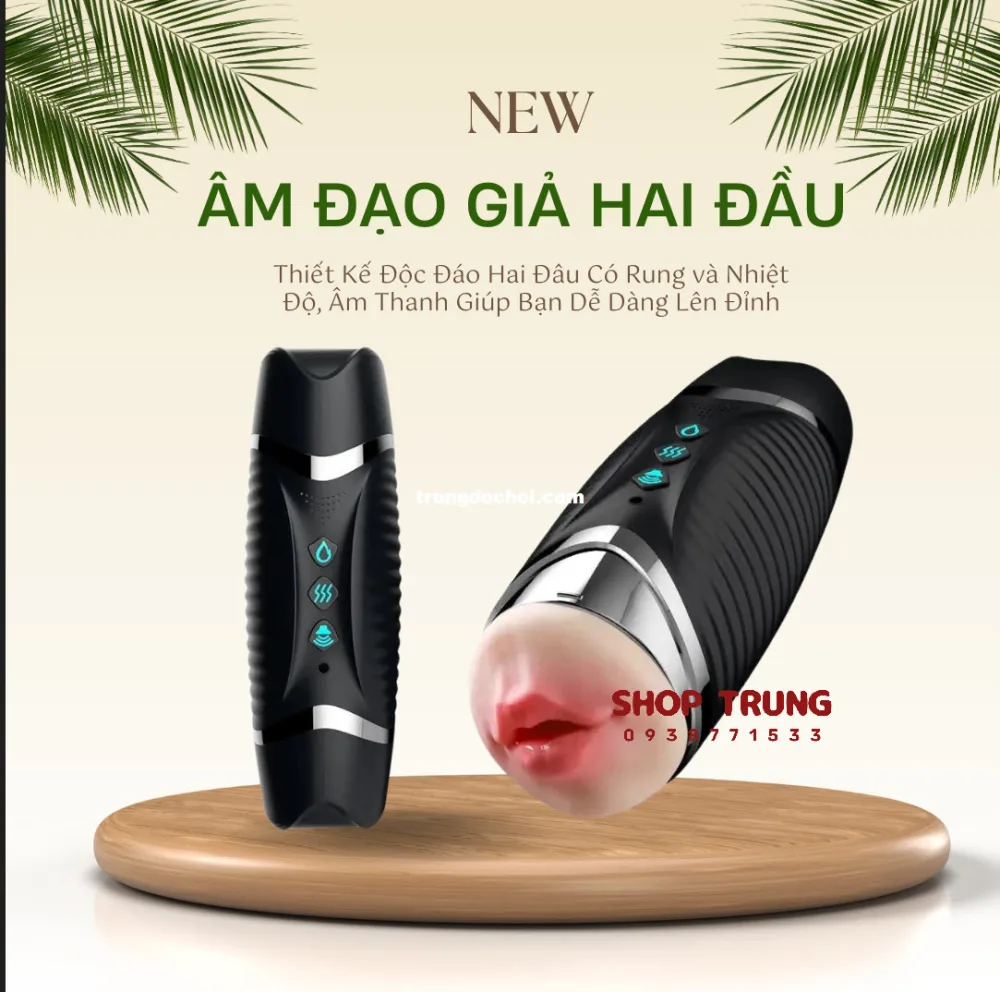 Black Double-ended Heated Vibrating Realistic Masturbator — Premium Features for Unmatched Sensation