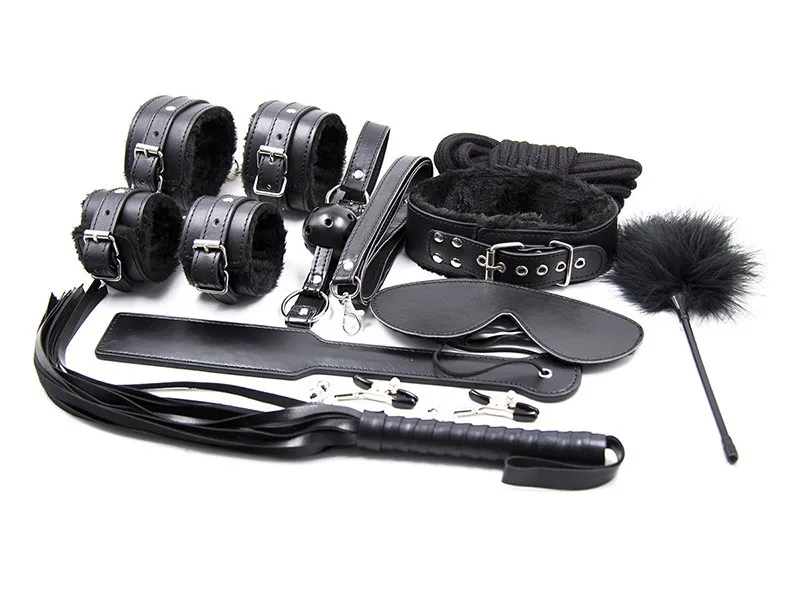 Premium Leather Bondage Set 10pcs Luxury BDSM Kit — hình 2