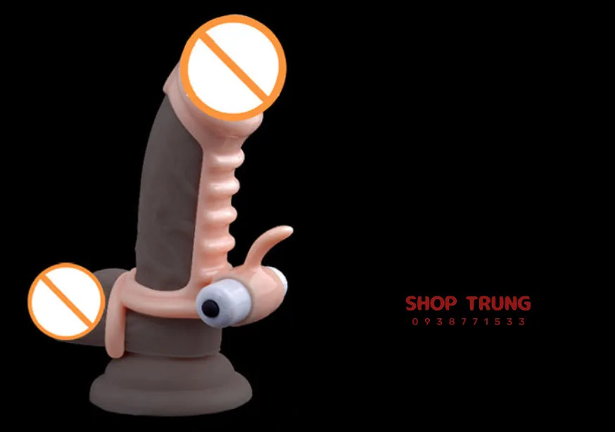 EVE Ribbed Vibrating Condom Large Size TPE Soft Extend — hình 6