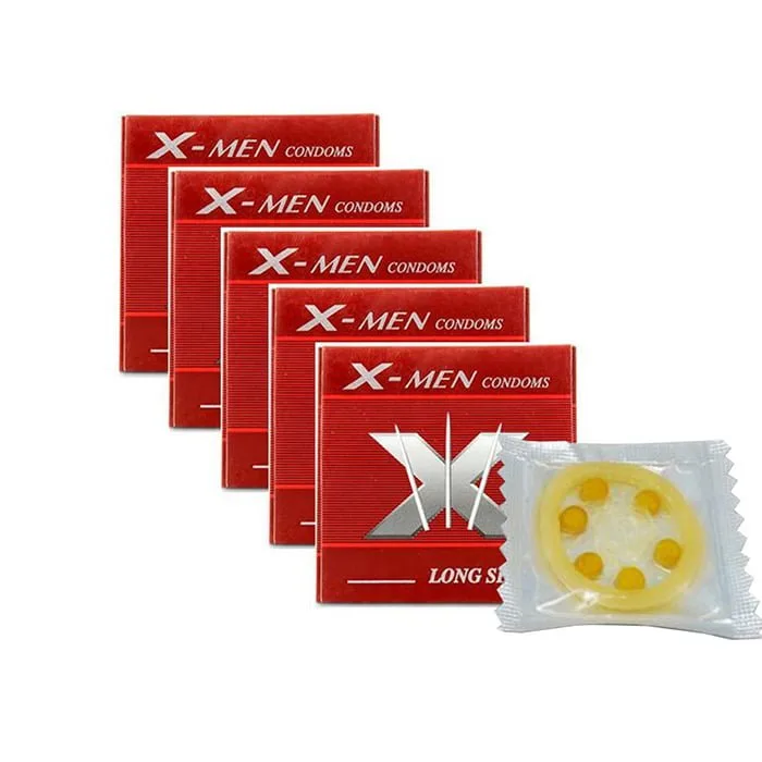 X-Men Long Shock 6 Beads Condom for Prolonged Pleasure & — Premium Medical-Grade Silicone Material