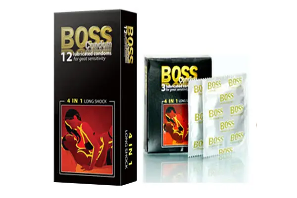 BOSS 4 in 1 Longshock Premium Latex Performance Condoms — Manufactured with natural latex rubber using advanced