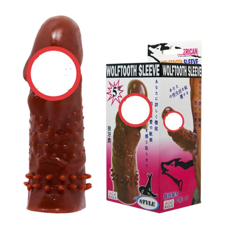 Soft brown textured condom, increase size and pleasure — Note: an extension sleeve is not a condom and does not