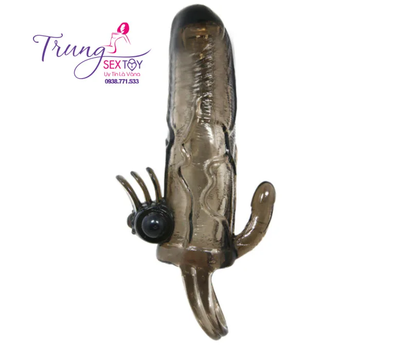 Double Head Vibrating Black Condom Enhance Pleasure — hình 7