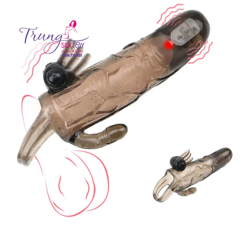 Double Head Vibrating Black Condom Enhance Pleasure — Easy to Use & Maintain
