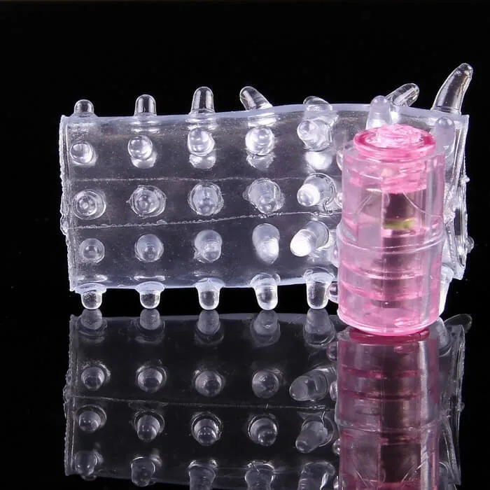 Bi-Gai Middle Ribbed Vibrating Penis Condom With Remote — hình 4