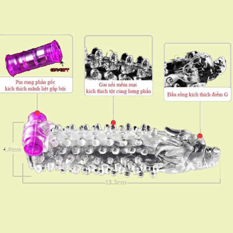 DC14V Dragon Head Vibrating Sleeve With Remote For Lasting — hình 7