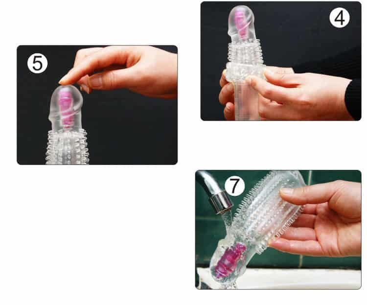 Vibrating Textured Penis Extension Condom for Maximum — hình 9
