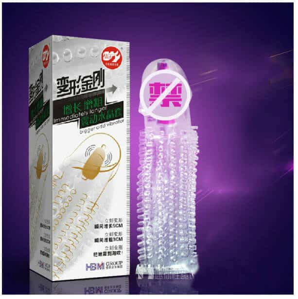 Vibrating Textured Penis Extension Condom for Maximum — hình 4