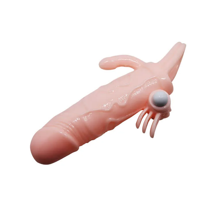 Ribbed Vibrating Penis Extender Condom Adjustable Strap — hình 4