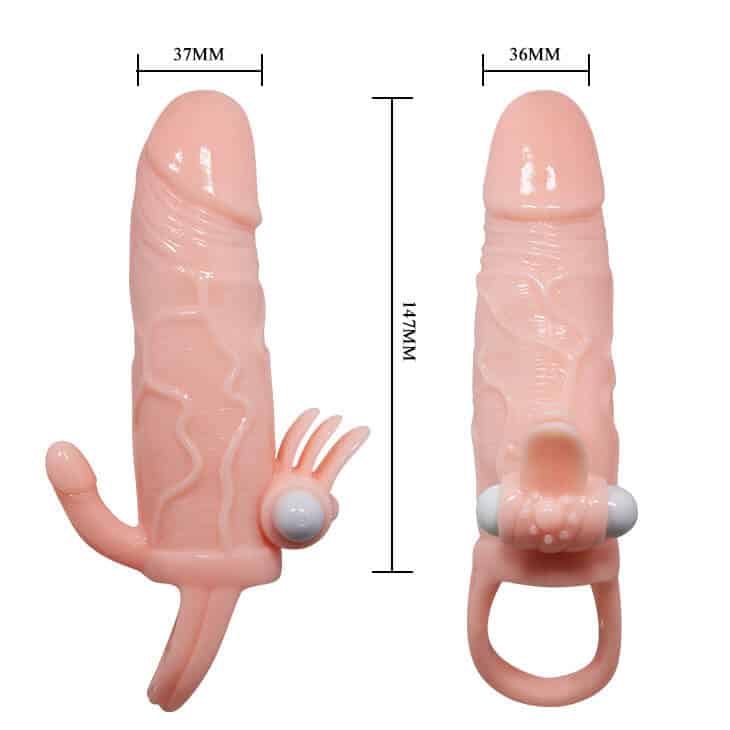 Ribbed Vibrating Penis Extender Condom Adjustable Strap — hình 3