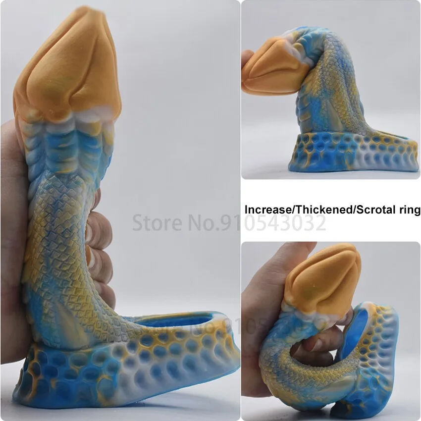 Dragon Scale Mega Size Ribbed Strap-On with Harness — hình 4