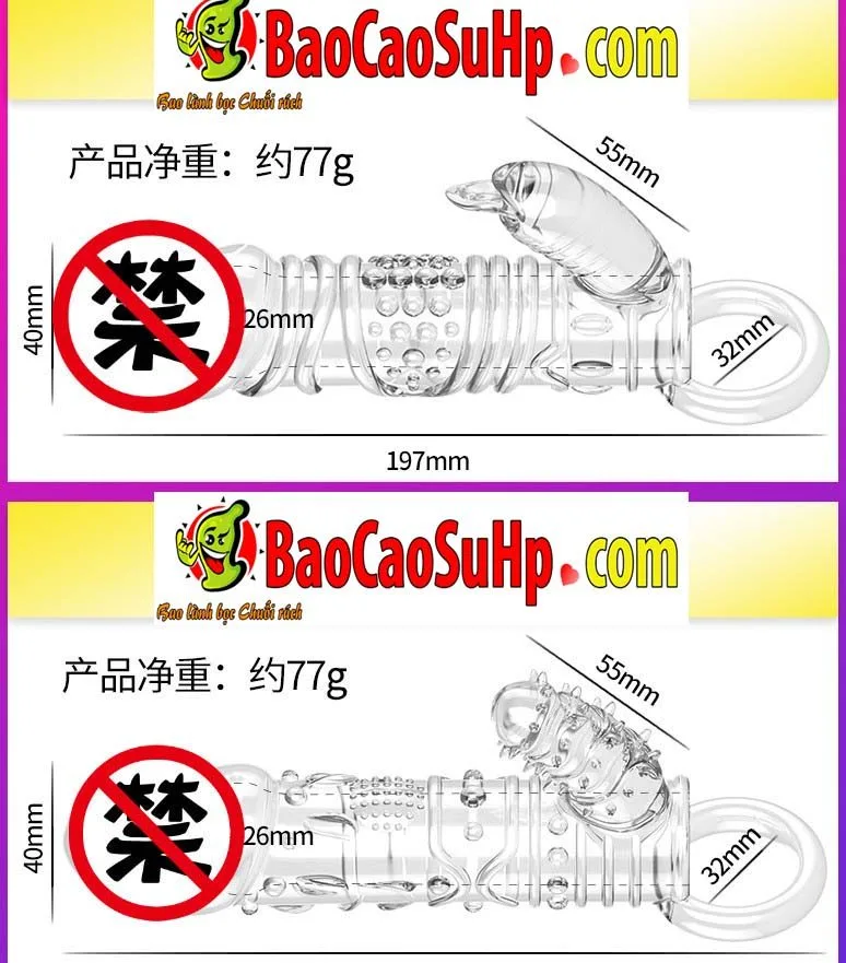 Lycantorer Rabbit Vibrating Ribbed Condom 3 Styles — Visual Details and Precise Dimensions